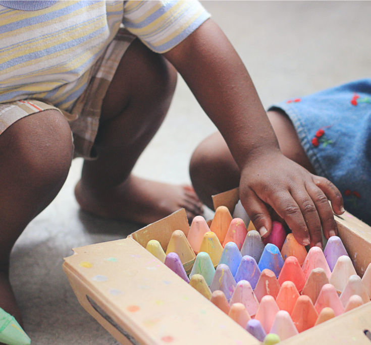 a young child plays a game