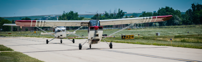 Airplanes taxiing the runway