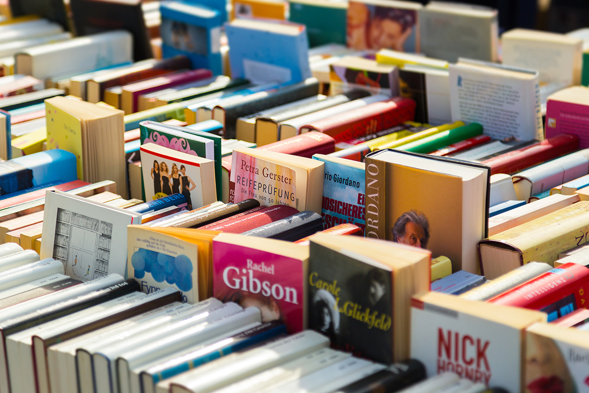 Full Frame Shot Of Books For Sale