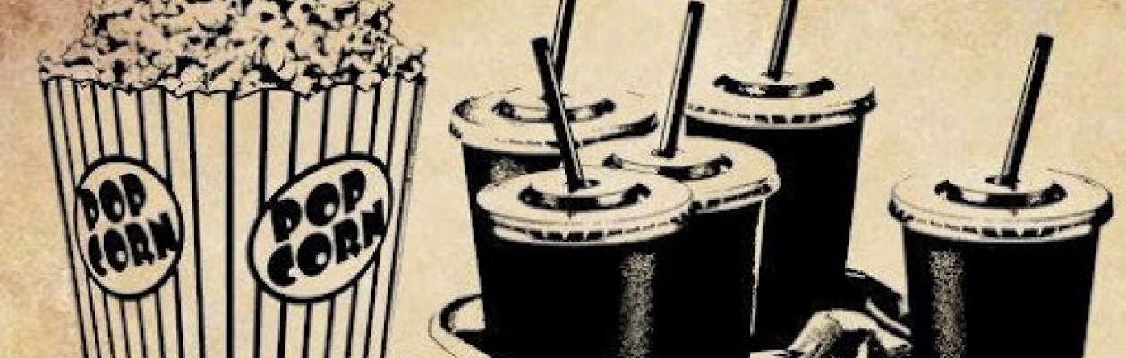 Vintage illustration of popcorn and soda