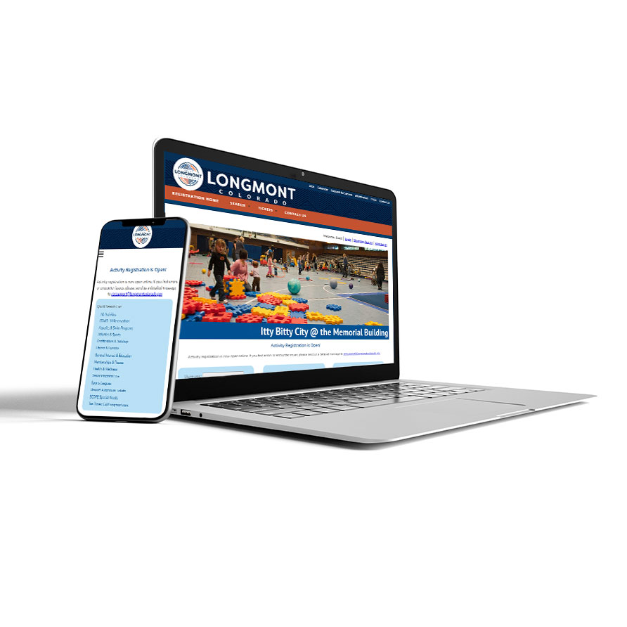 Longmont Recreation activity registration website mockup