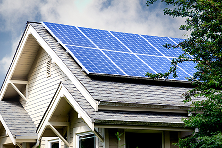 Solar panel on house roof