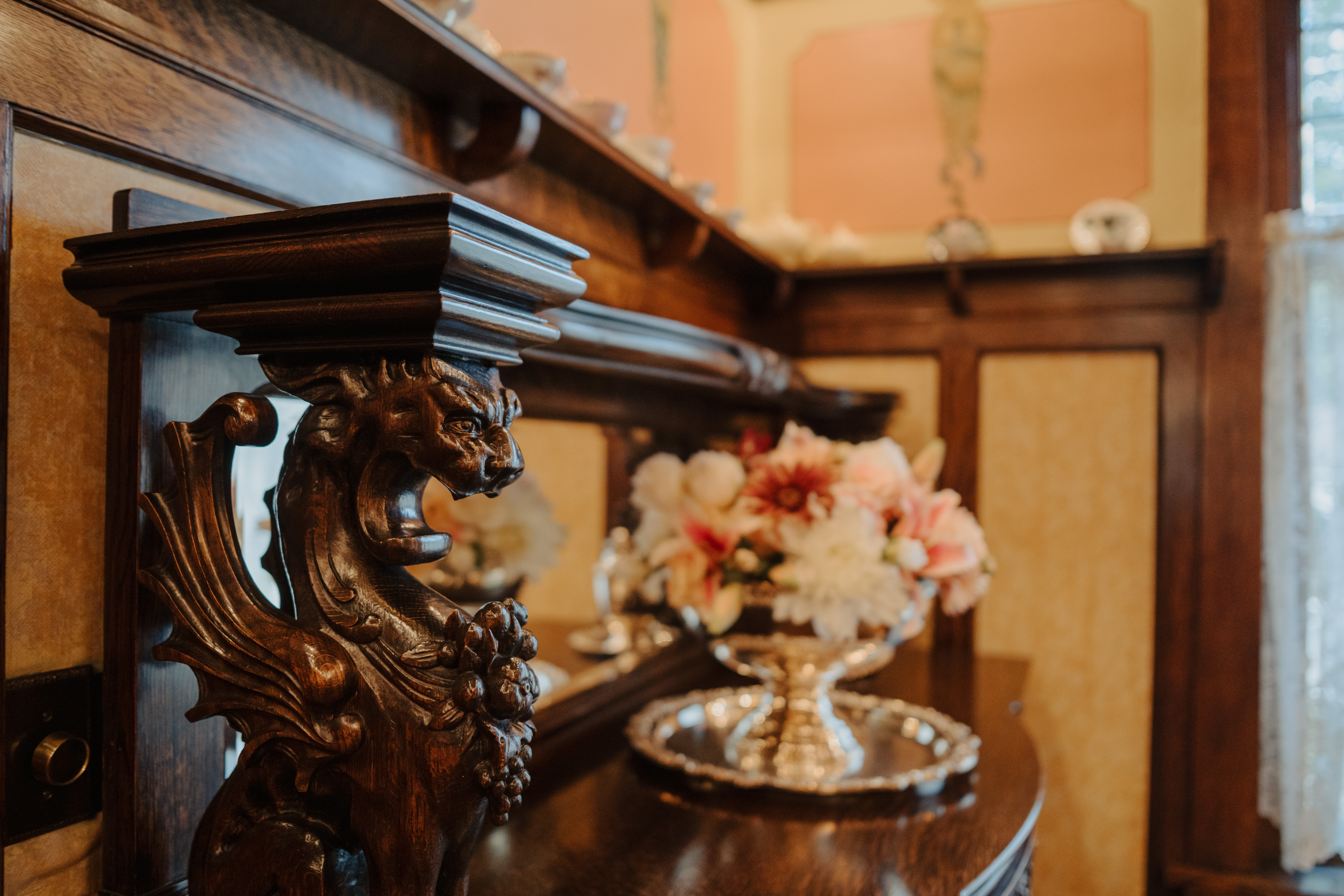 Wood carved dresser at the Callahan House